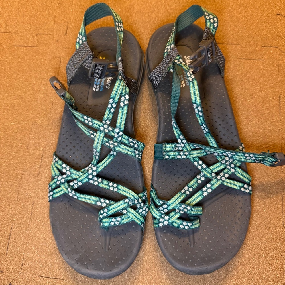 Skechers Outdoor Lifestyle Strappy Teal Green Hiking Sandals Womens EUR 38 US 8